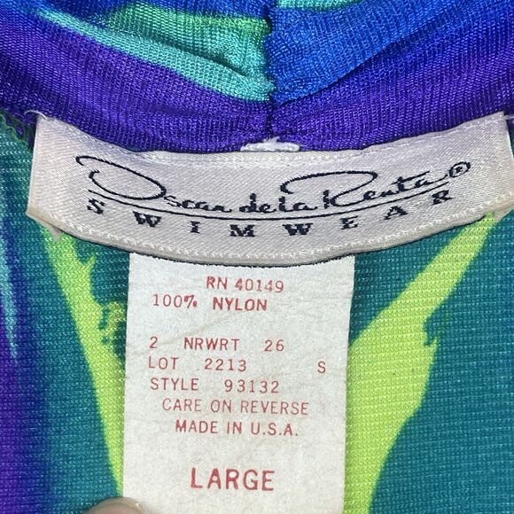 Vintage Oscar de la Renta Swimwear Women Swim Cover Up Large Retro Pockets Artsy - Picture 5 of 8